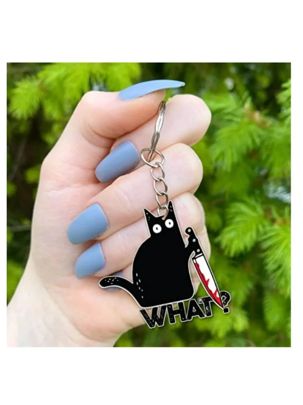 Solid Metal Funny Black Cat Keychain Bag Charm Purse Accessory